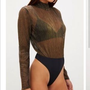 Gold Sheer Metallic Bodysuit
